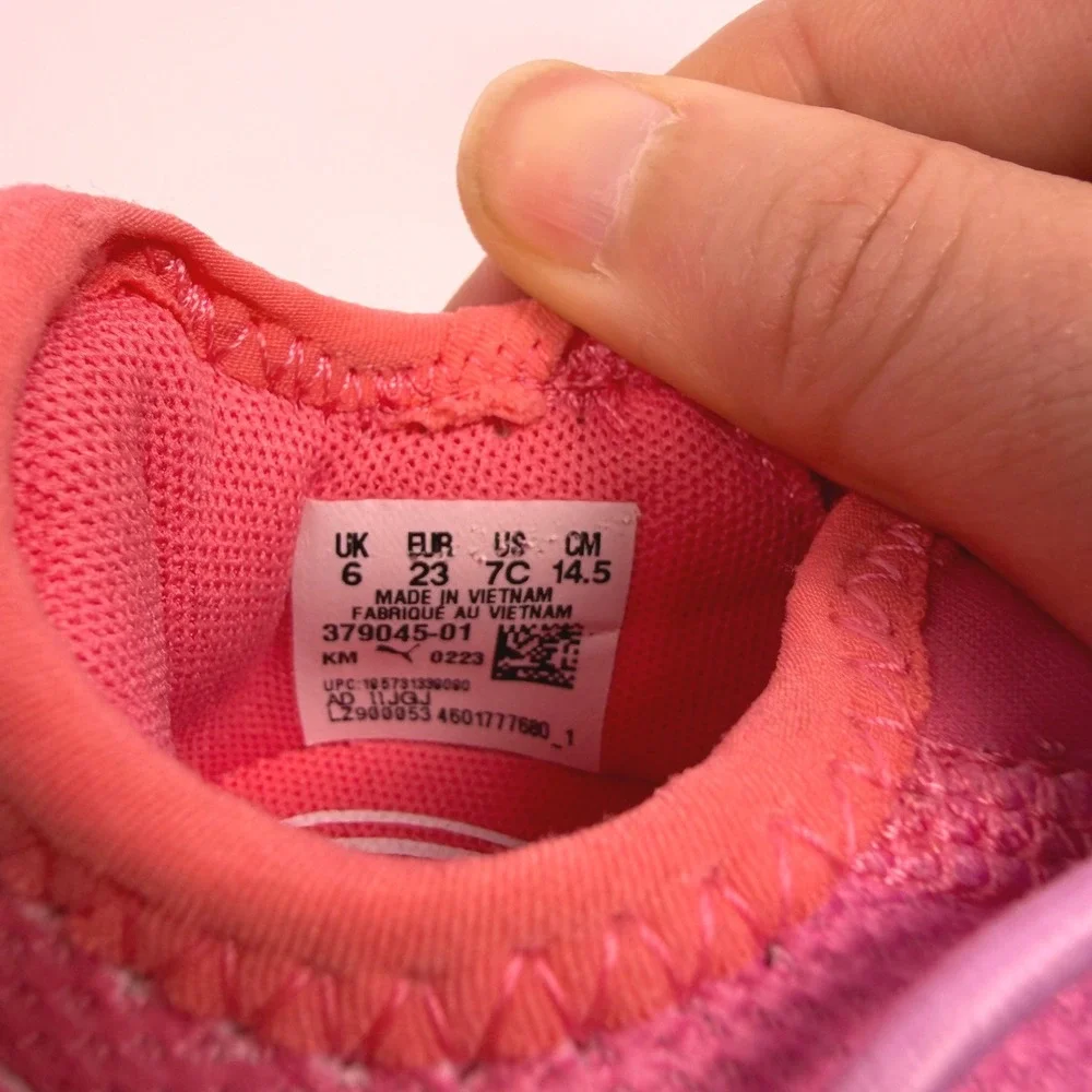 Puma On4all Sunset Sky Ombre Sporty Kids Slip On Sneakers Pink Purple Mesh 7C